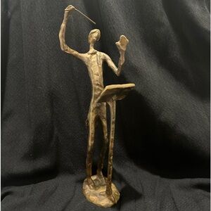 Brutalist Burn Bronze Orchestra Conductor Figurine MCM 11.5”